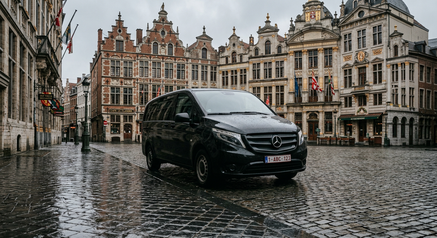 Crni Mercedes-Benz Vito u belgijskom gradu