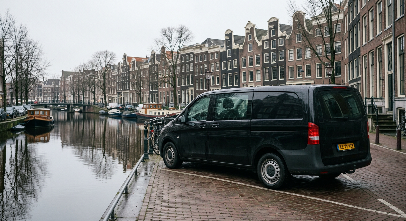 Crni Mercedes-Benz Vito uz holandski kanal