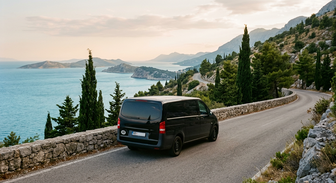 Crni Mercedes-Benz Vito na hrvatskoj obali