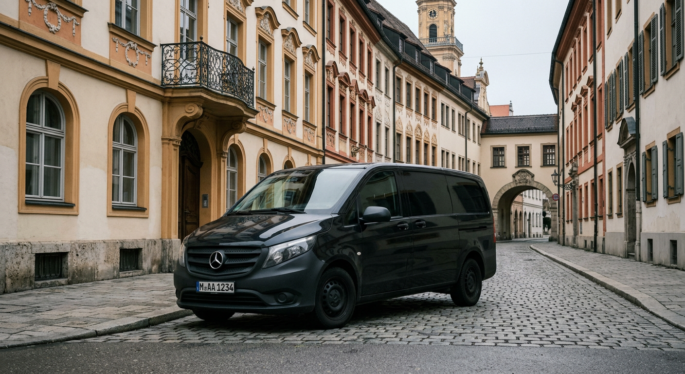 Crni Mercedes-Benz Vito u njemačkom gradu