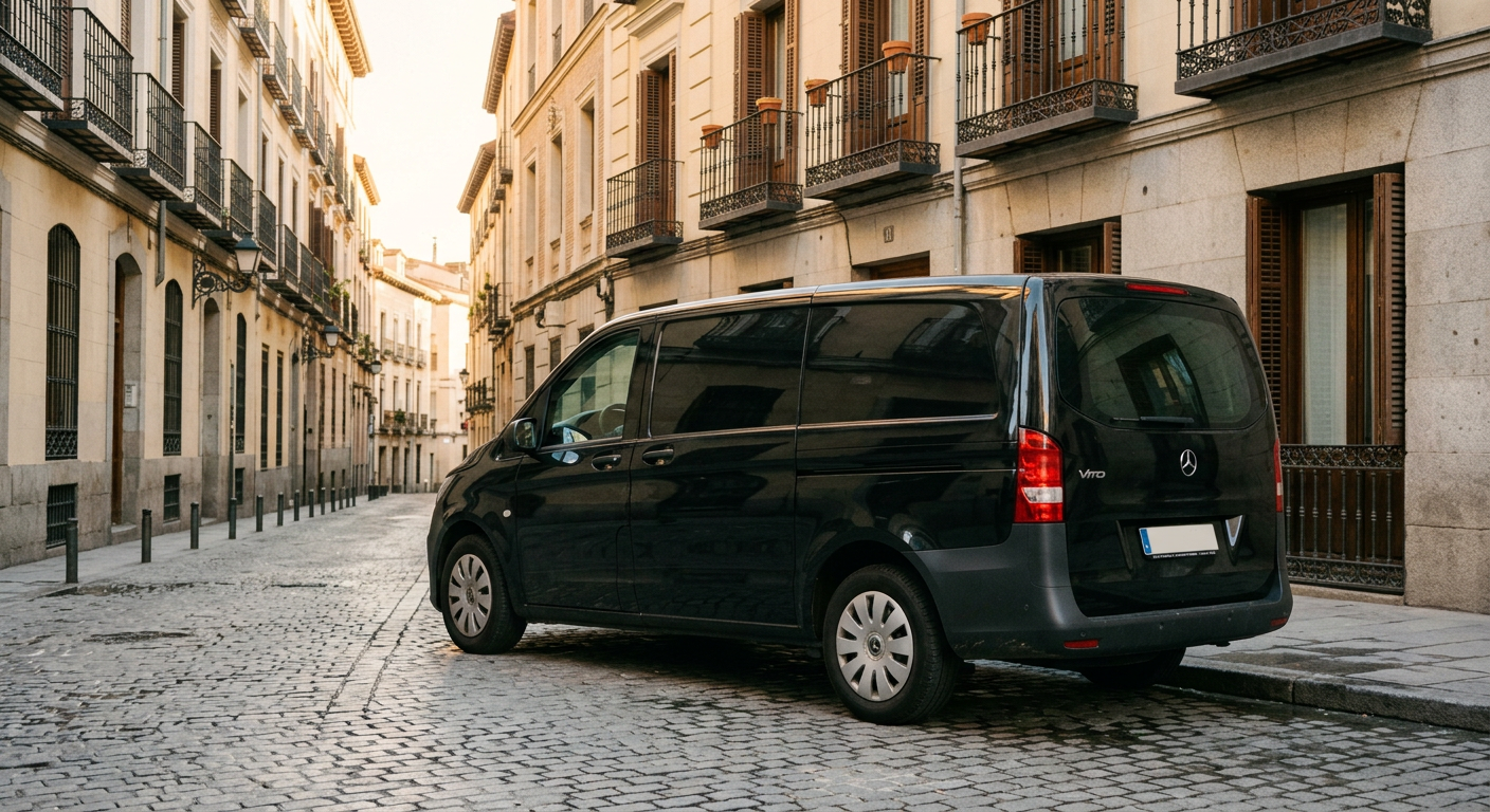 Crni Mercedes-Benz Vito u Madridu